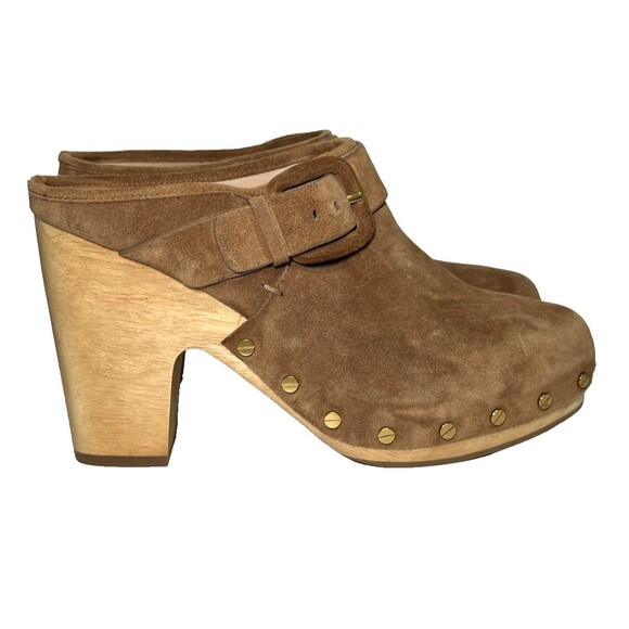 Veronica Beard Dacey Brown Tan Sand Suede Mule Clogs Studded Women's Size 8.5 - Picture 2 of 10